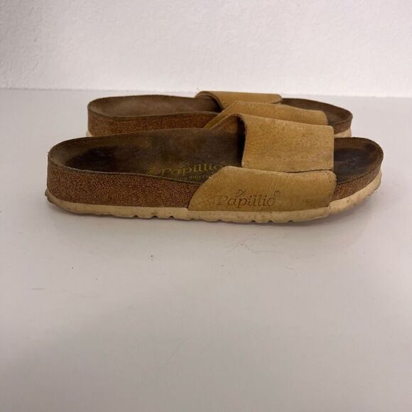 Papillio Birkenstock Yellow Leather Slide Sandals - Picture 3 of 9